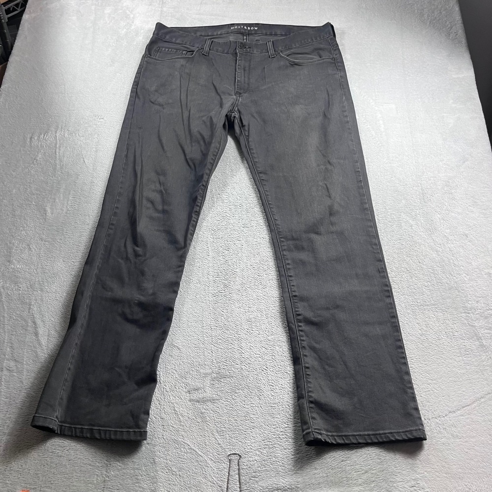 Mott & Bow Mens Straight Leg Jeans Gray Stretch Denim Pants W35 L32